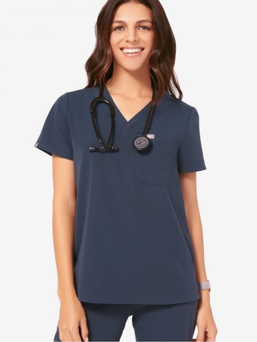 FIGS Catarina One-Pocket Scrub Top in Dark Blue Gray Size Small